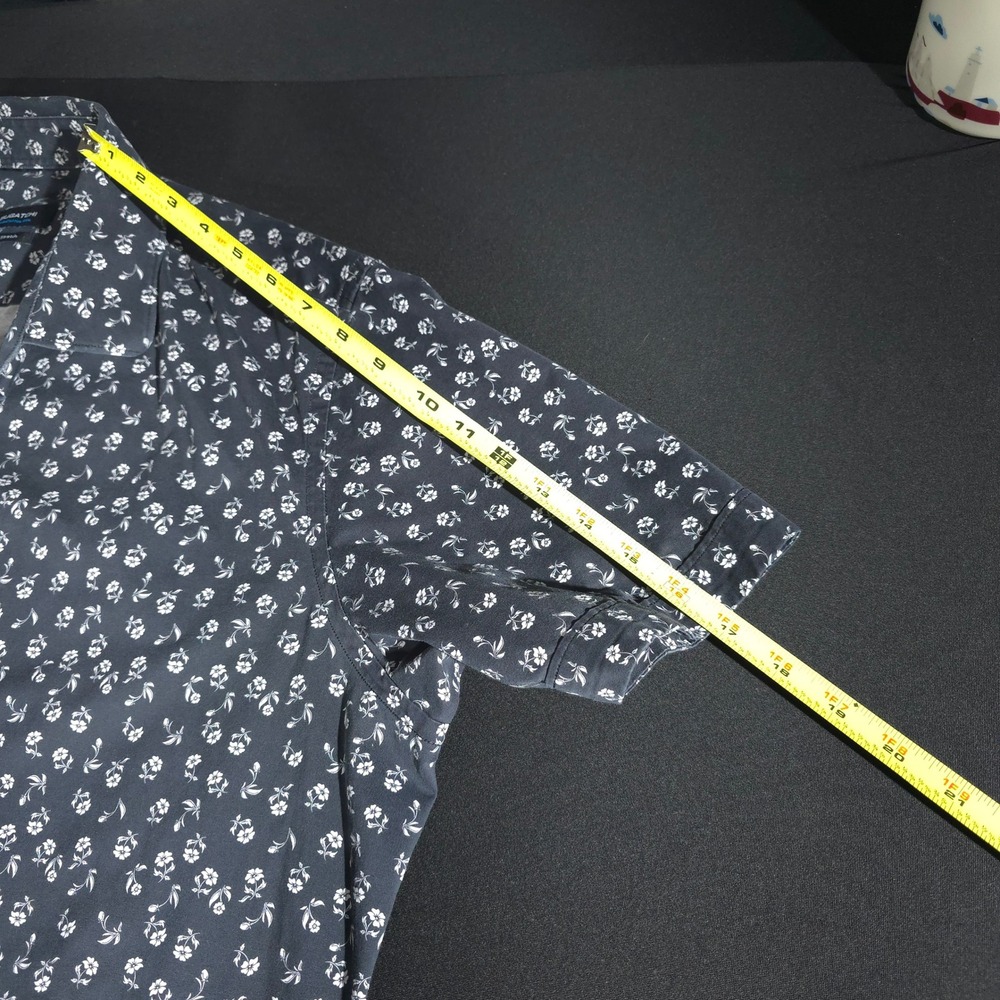 Bugatchi OoohCotton Shirt Mens 2XL Navy Floral 8 Way Stretch Tech Performance SS - Picture 5 of 9